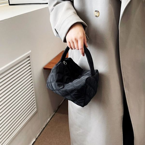 Quiltet mulepose Plaid håndtasker SORT black