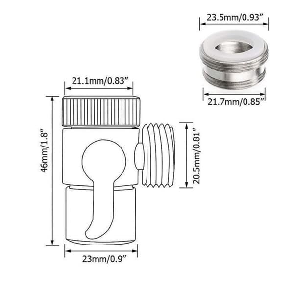 Kranadapter Kranventil Omkopplare Kranbrytare Silver