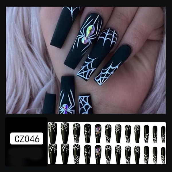 24 stk Halloween Fake Nails Lang Kort Style Full Cover