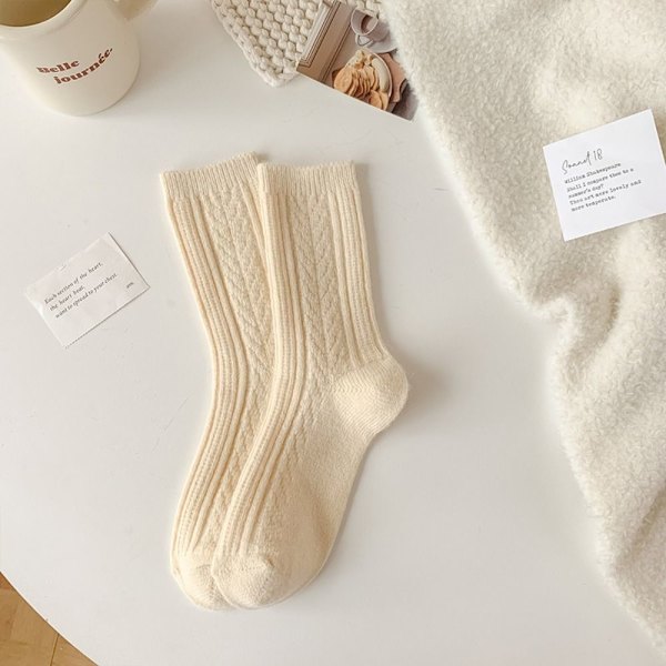 Termiske lange sokker Cashmere ullsokker BEIGE beige
