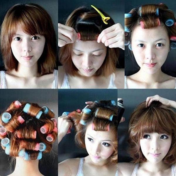 6 st Random Color Hair Rollers Self Grip 2cm by 6.2cm