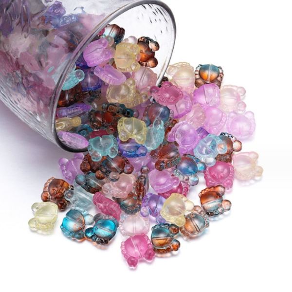 100 stk Fargerike Gjennomsiktige Perler Glassperler Krabbeperler