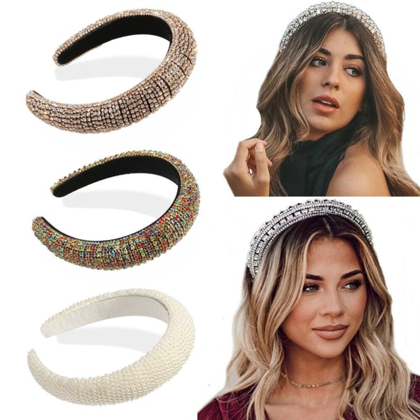 Rhinestone Pearl Haiband Wedding Headdress Full Crystal multicolor