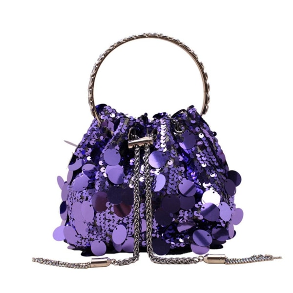 Sequin skuldertaske Mini Bucket Shiny Håndtasker LILLA purple