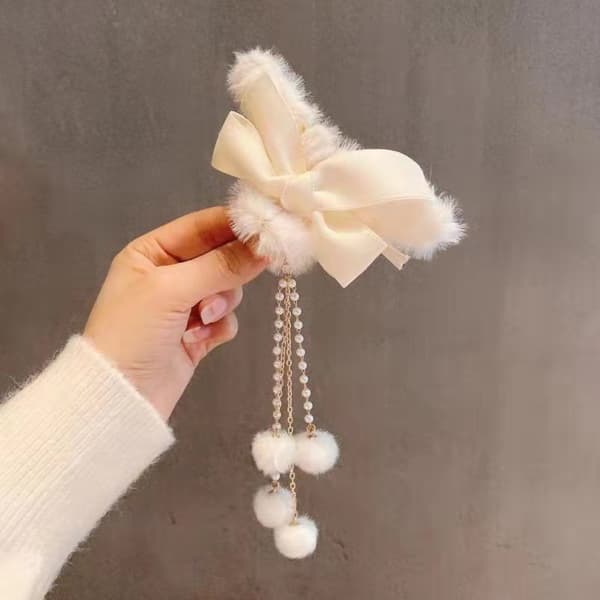 2 st Bowknot Hair Claw Pearl Tofs Hårnålar KAFFE E E Coffee E-E