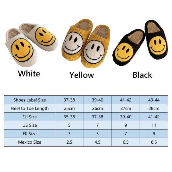 Varmtofflor med smiley-ansikte för kvinnor, vinter yellow EU Size 39-40