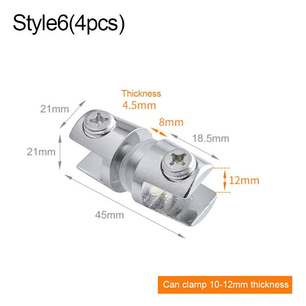 4 stk glasklemme glasbelagte beslag STYLE 6 STYLE 6 Style 6