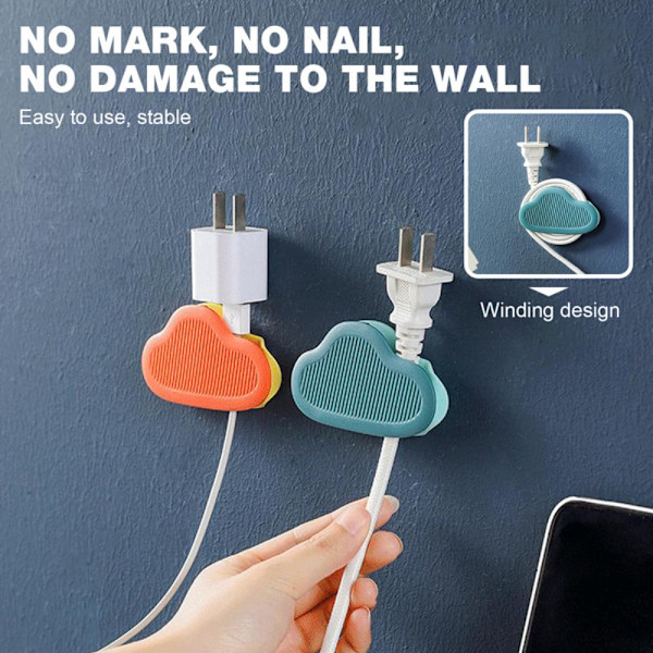 4 Stk Cloud Plug Holder Wire Storage Clip LYS GRÅ Light Grey