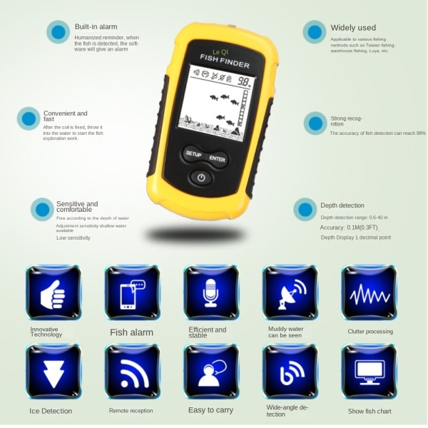 Trådløs Sonar Fishing Alert Fish Finder RUSSISK VERSION Russian version