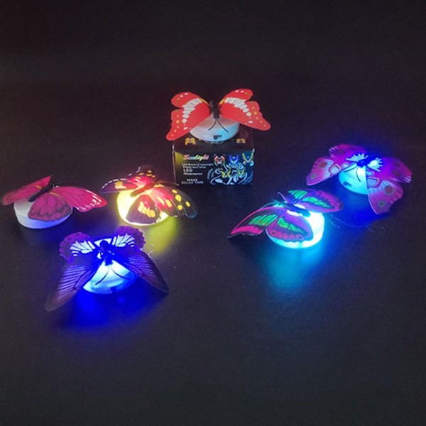 5 stk Fargerike Lysende Sommerfugl LED Nattlys Bryllup 5pcs
