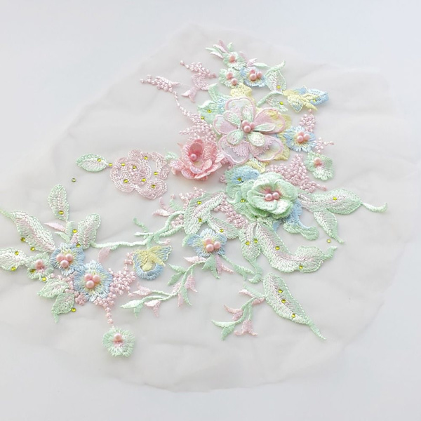 3D Spetsblommor Bröllopsklänning Trim 3 3 3