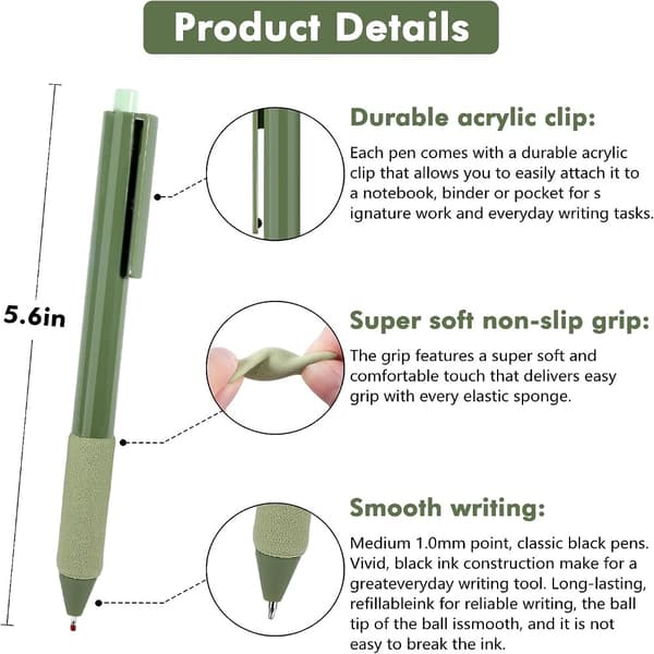 12 Stk Gel Pen Sort Refill Pen Kuglepen