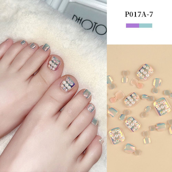 24 stk falske tånegle Aurora Dazzle P017A-7 P017A-7 P017A-7