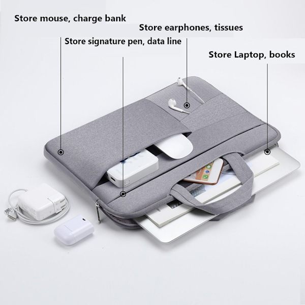 14 15 tuuman kannettavan tietokoneen käsilaukun case, harmaa 13,3 tuumaa Grey 13.3 inch