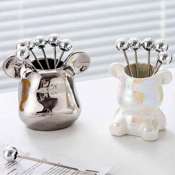 Nordic Bear Fruit Gaffel Set SILVER BEAR BEAR silver bear-bear