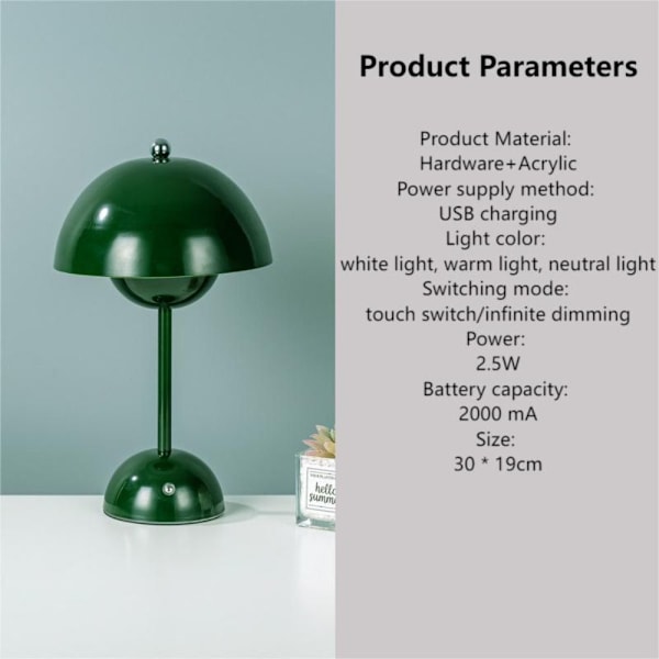 Svampelampe Natlys GRØN green
