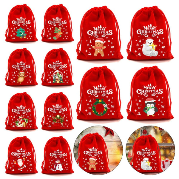 5/10 kpl Christmas Velvet Laukut Candy Snack Lahjakassi 10X16CM10KPL 10x16cm10pcs