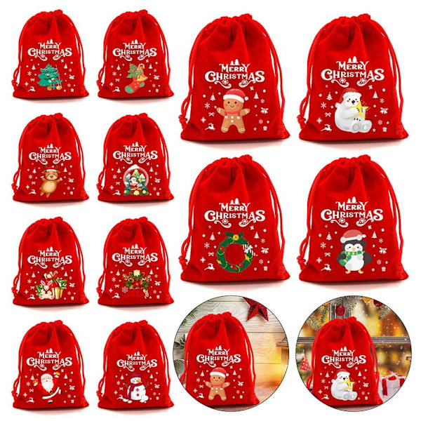 5/10 stk julefløjlsposer Candy Snack Gavepose 9X12CM10STK 9x12cm10pcs