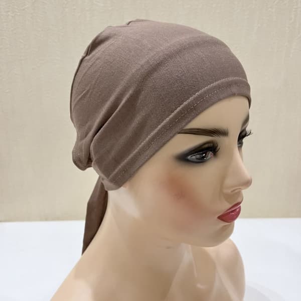 Kvinner Under skjerf Hijab Bonnet Cap KAFFE Coffee