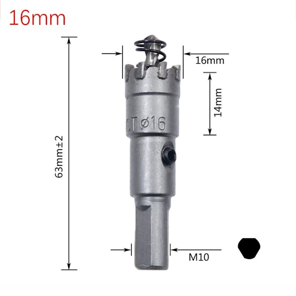 TCT-reikäsahan poranterä 16 mm 16mm