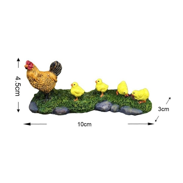 Kyckling Familjefigurer Hen Chick Modeller Micro Landscape