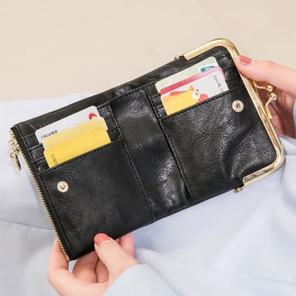 Lyhyt Bifold Lompakko Multi-card Kukkaro MUSTA black
