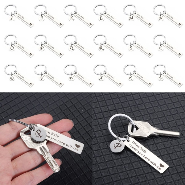 Drive Safe Keychain A-Z 26 initialer Bokstäver Nyckelring M M