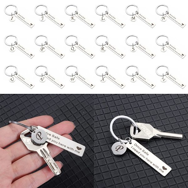 Drive Safe Keychain A-Z 26 Initialer Bokstäver Nyckelring T T