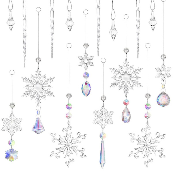 16st Snowflake Ice Cones Crystal Drop Ornament VIT white