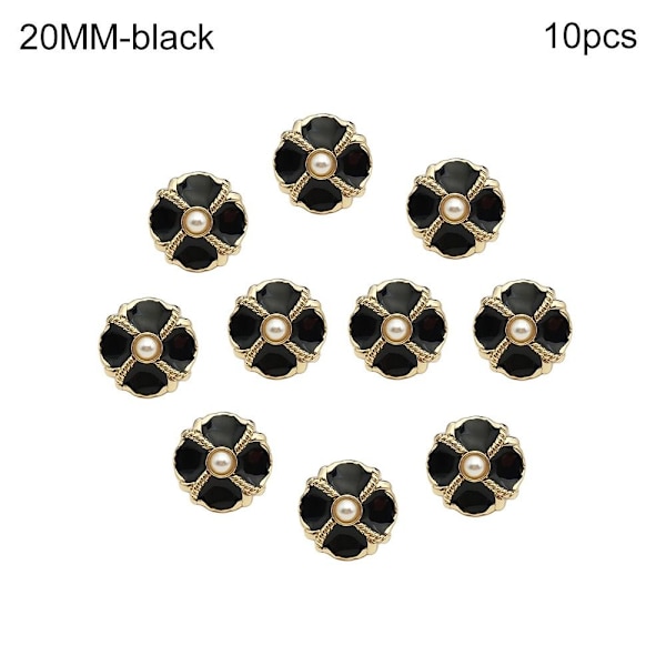 10st metallpärlknappar skjortaknappar SVART 20MM10ST 10ST black 20MM10pcs-10pcs
