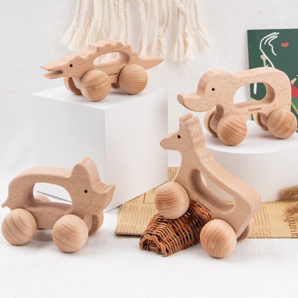 Bil Montessori leketøy trebil 1 1 1