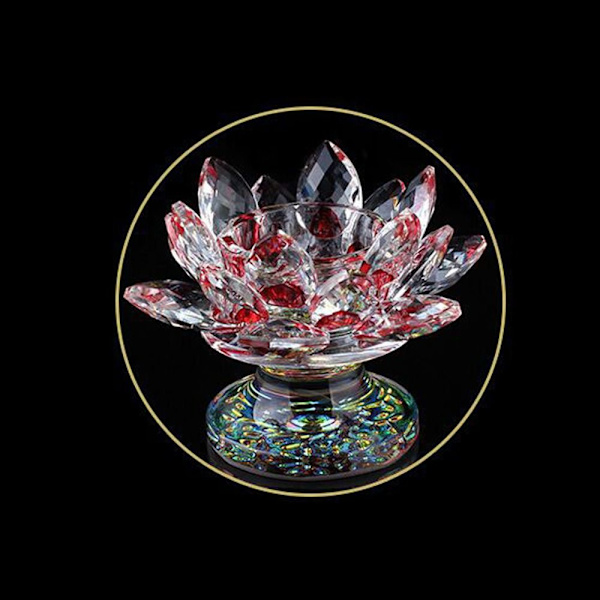 Crysta Lotus Flower Ornament Lotus Flower Figurine PUNAINEN red