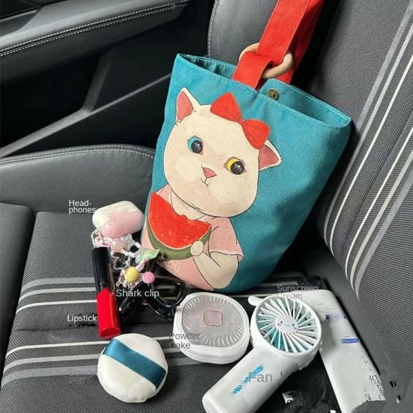 Dejlig Cat Bucket Bag Cylinder Tasker SORT KAT SORT KAT black cat