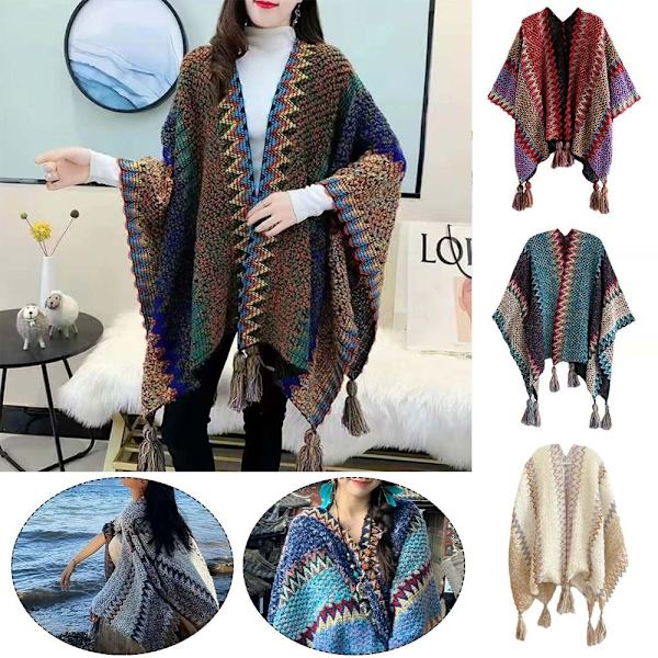 Mongolisk Poncho Cardigan Tofssjal RÖD red