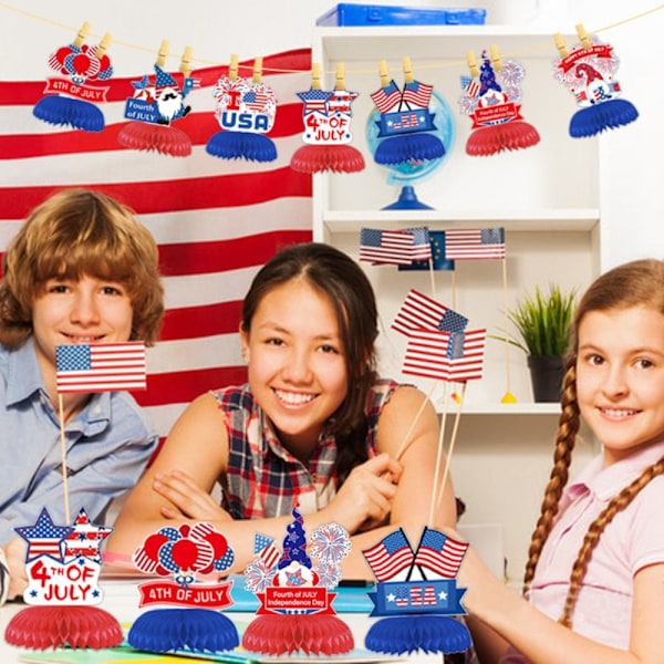 Independence Day Party Dekoration Blå Röd Ord Banner C C C