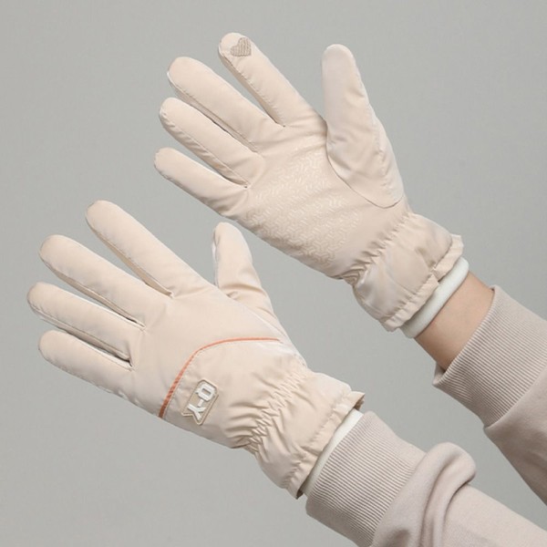 Varme Kvinder Ski Handsker Fuld Finger Handsker BEIGE beige