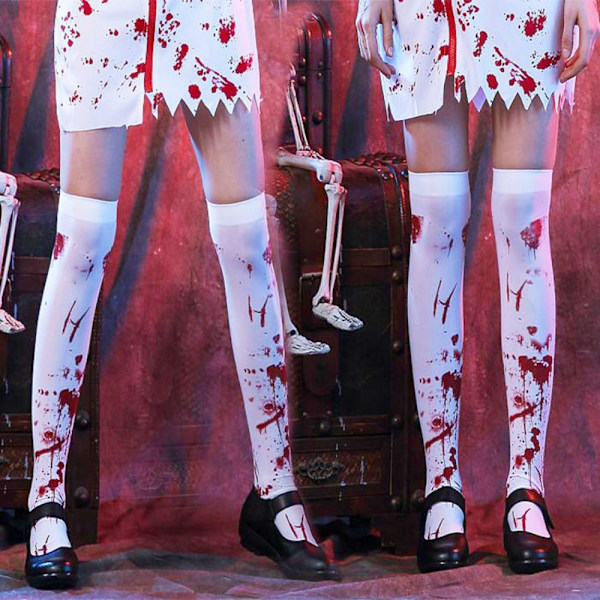 1 par Halloween Blood Socks Lårstrømper 4 4 4