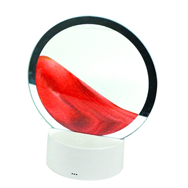 3D Moving Sand Art Bordlampe Quicksand Maleri Nattlys RØDT Red