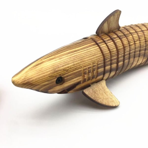 Wood Shark Statue Hai modell dyrefigur