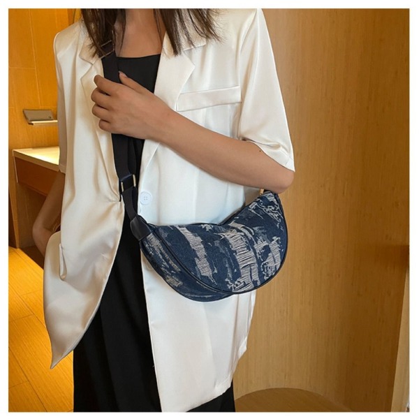 Denim Crossbody Bag Skulder Messenger Bag MØRKEBLÅ Dark Blue