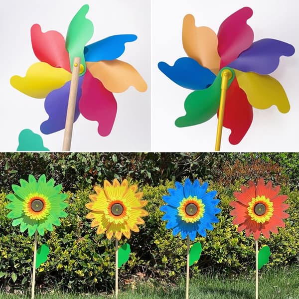 Färgglada solrosväderkvarnar Layout Pinwheels Leksaker 1 1 1