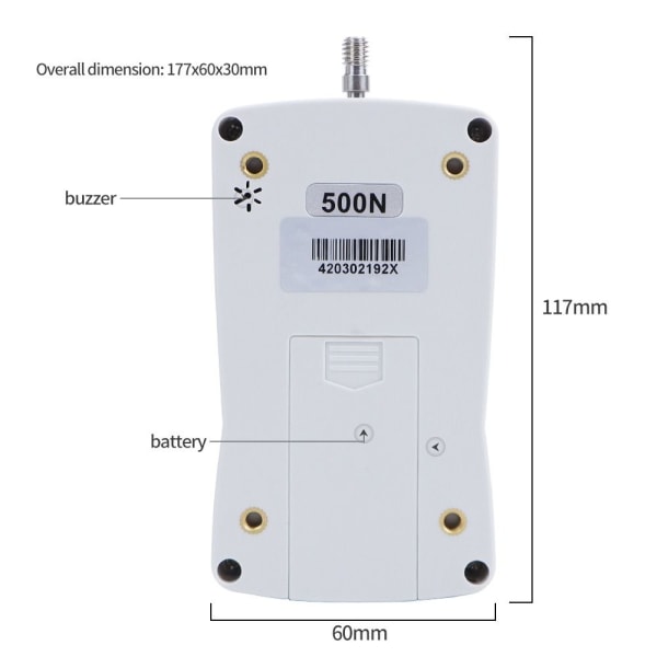 Digital Force Gauge 500N Push Pull Meter Bærbar Force Meter