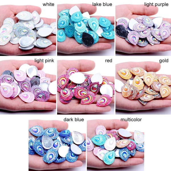 20g 18*25mm Glitter Vanndråpe Rhinestone Flatback Applique multicolor