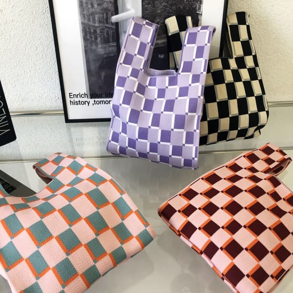 Strik Håndtaske Tote Bag GRÅ grey