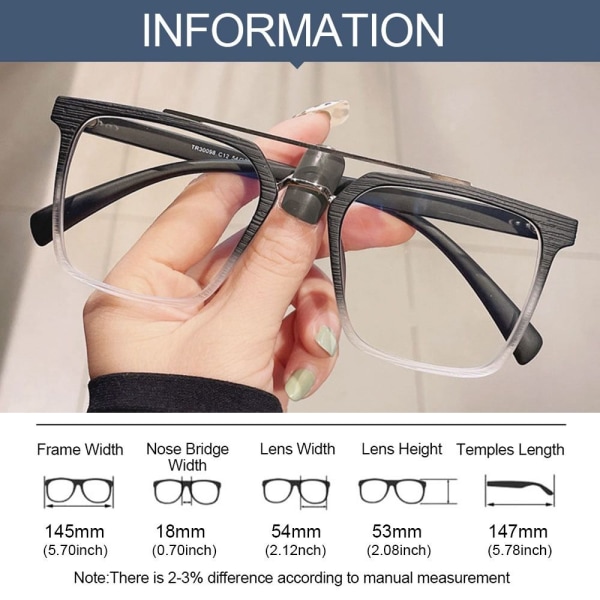 Anti-Blue Light Glasses Ylisuuret silmälasit LÄPINÄKYVÄT Transparent