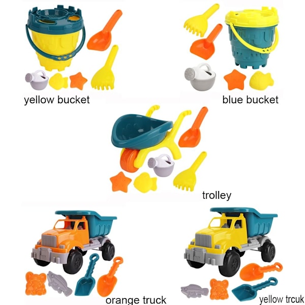 5/6ST Sandleksaker Set Beach Castle hink GUL HINK GUL yellow bucket