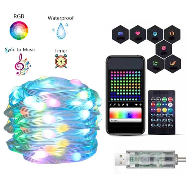 USB Led Strip Light Bluetooth Controller Christmas Tree Light 5M 50Light