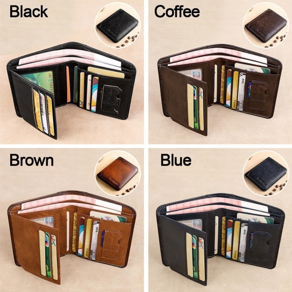 Trefoldede lommebøker for menn menn Vintage tynne lommebøker BRUN Brown