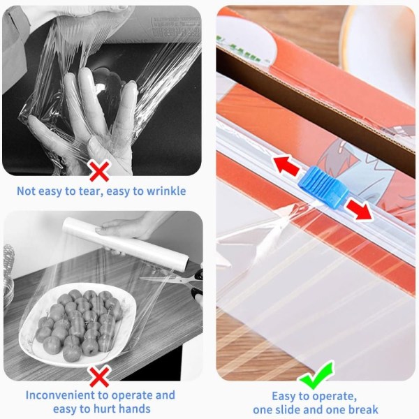 6 stk Plastic Wrap Cutter Klæbende Glide Food Wrap Slicer plug-in