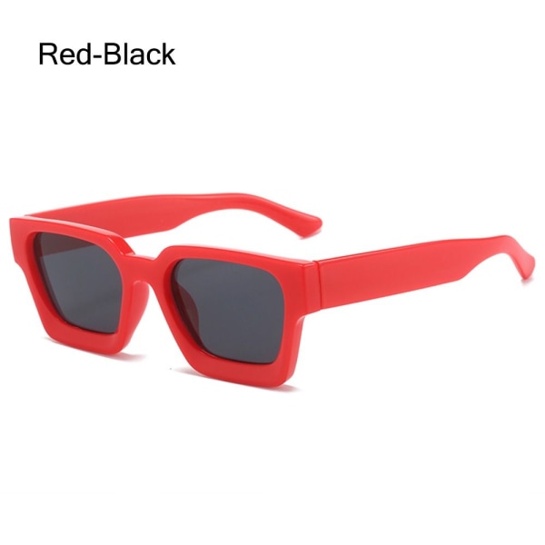 Tjocka fyrkantiga solglasögon rektangelskärmar RÖD-SVART RÖD-SVART Red-Black